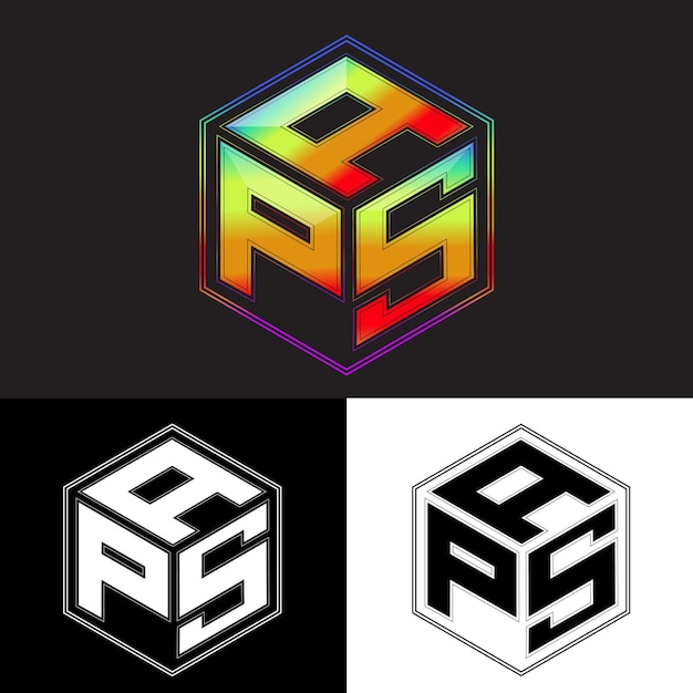 letras iniciales aps diseño de logotipo de polígono imagen vectorial