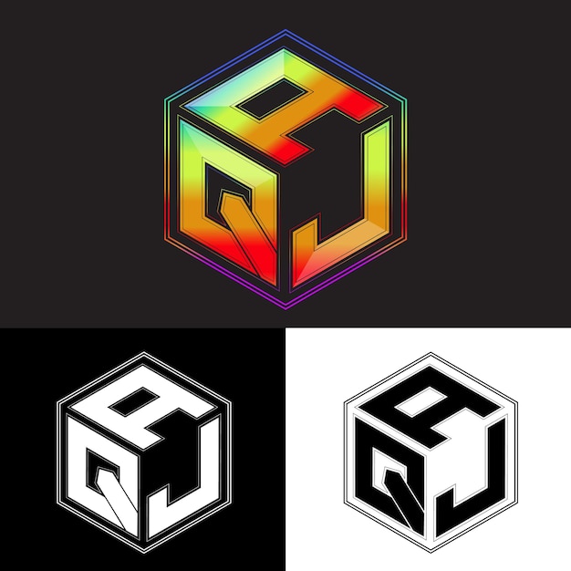 letras iniciales aqj diseño de logotipo de polígono imagen vectorial