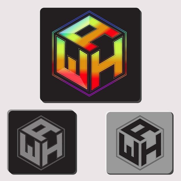 letras iniciales awh diseño de logotipo de polígono imagen vectorial