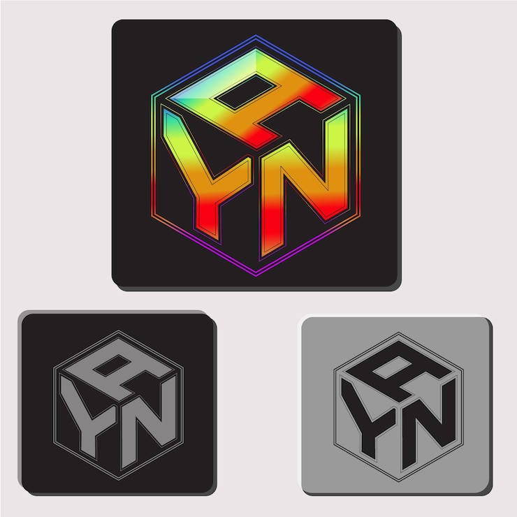 Vector letras iniciales ayn polígono logo diseño vector imagen