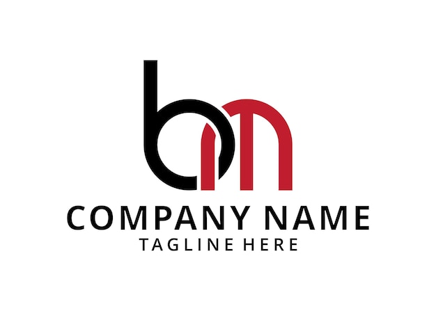 Letras iniciales bm mb forma de cadena unida redonda logotipo en minúsculas monograma de diseño moderno