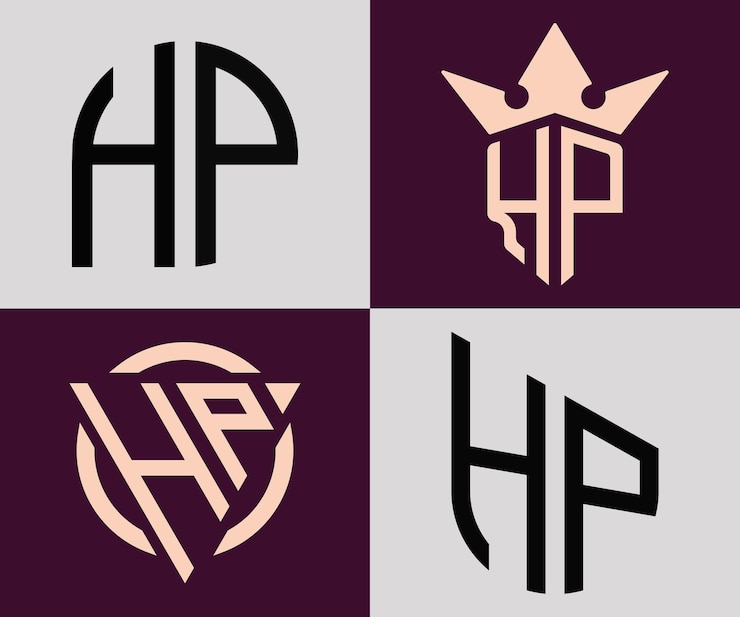 Vector letras iniciales creativas simples diseños de logotipos de hp