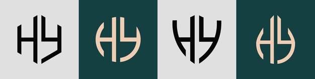 Las letras iniciales creativas simples HY Diseños de logotipos Bundle