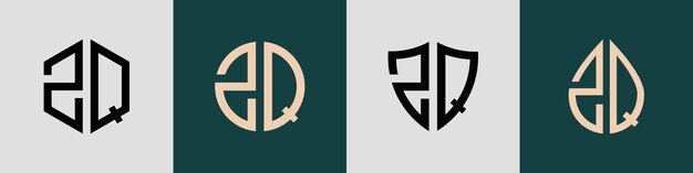 Las letras iniciales creativas simples ZQ Diseños de logotipos Bundle