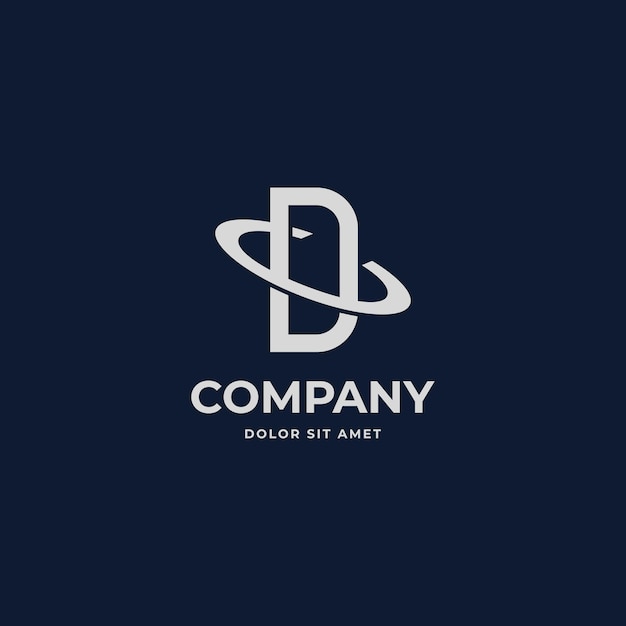 Las letras iniciales DC o CD con el logotipo del planeta en órbita, el icono del vector, el símbolo del signo, la plantilla de ilustración.