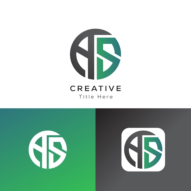 Las letras iniciales modernas del logotipo de la plantilla de inspiración de la ilustración AS el logotipo del círculo inicial moderno