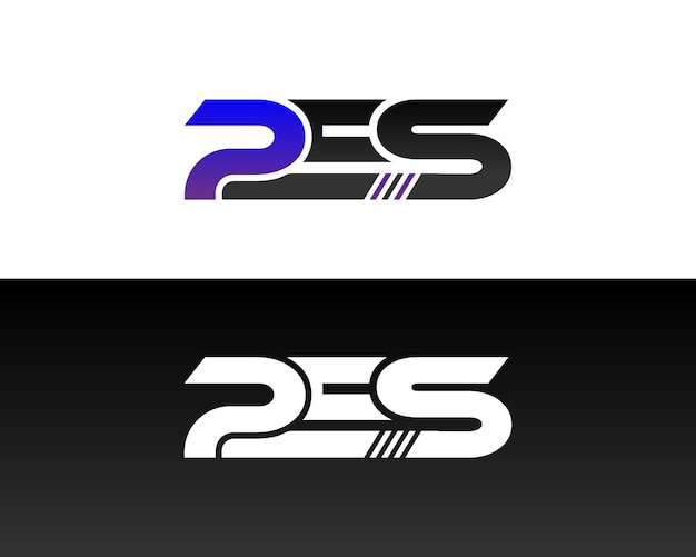 Letras iniciales PES Alfabetos Letras Logotipo Monograma Diseño Ilustración vectorial