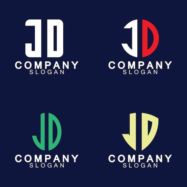 Letras iniciales plantilla vectorial de diseño de logotipo JD
