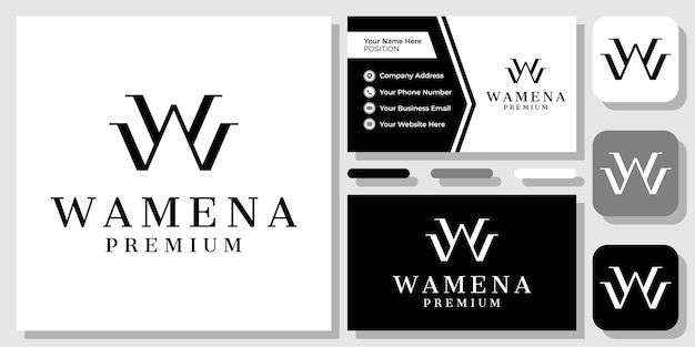 Letras iniciales WW Elegante diseño de logotipo de monograma de clase de belleza de lujo con plantilla de tarjeta de visita