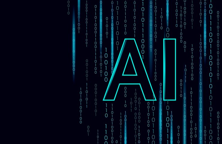 Vector las letras de inteligencia artificial ai firman el concepto de tecnología en línea de aprendizaje automático en internet en la nube