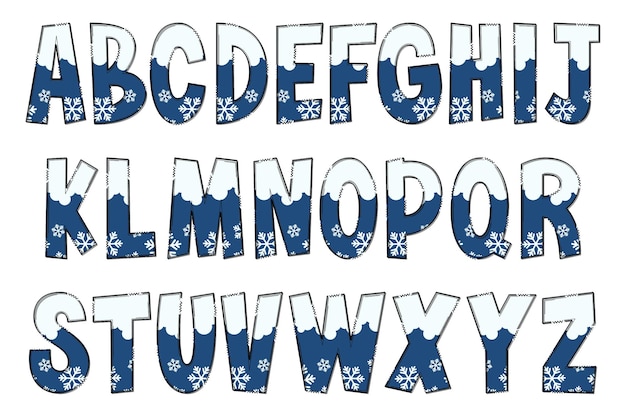 Letras de invierno hechas a mano Color Arte creativo Diseño tipográfico