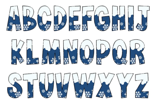 Vector letras de invierno hechas a mano color arte creativo diseño tipográfico