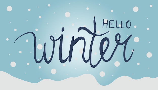 Letras de invierno. Tarjeta de feliz navidad con copos de nieve. Ilustración de vector de tarjetas, carteles.