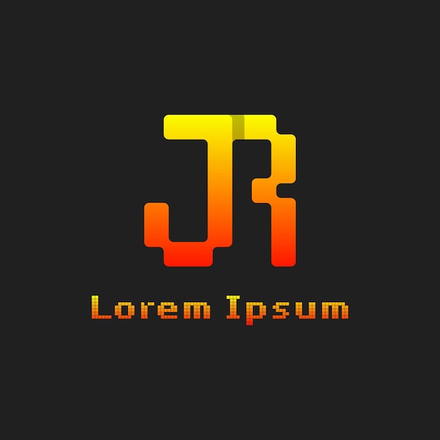 Las letras JR Pixel Monogram Logotipo adecuado para cualquier negocio con las iniciales JR o RJ