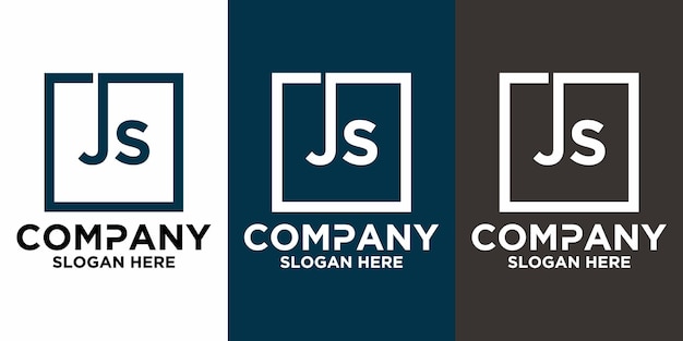 Letras JS con plantilla de vector de diseño cuadrado