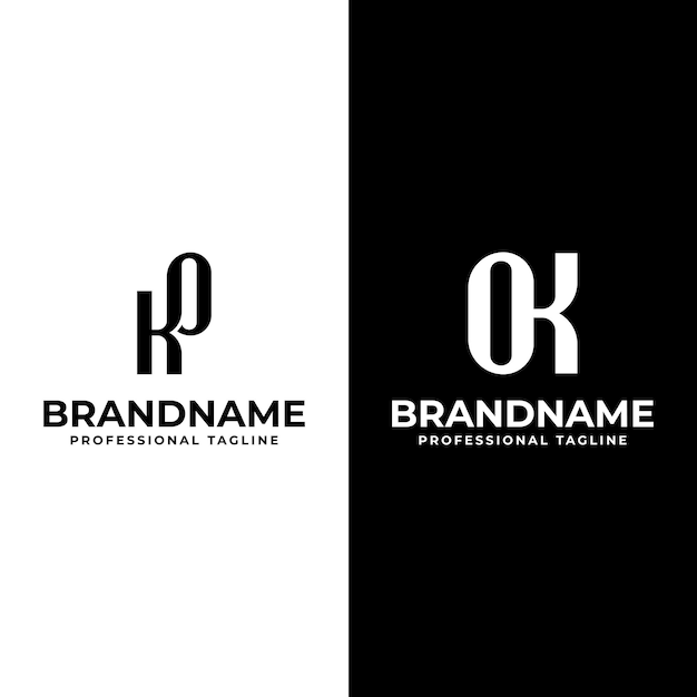 Letras KO y OK Monograma Logotipo adecuado para cualquier negocio con las iniciales OK o KO