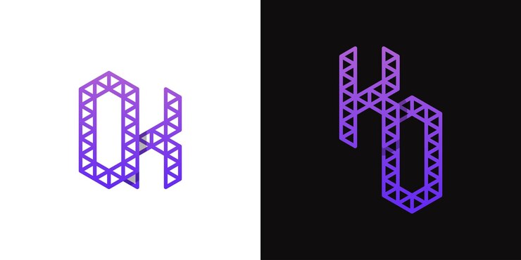 Vector letras ko y ok polígono logotipo adecuado para negocios relacionados con polígono con iniciales ko o ok