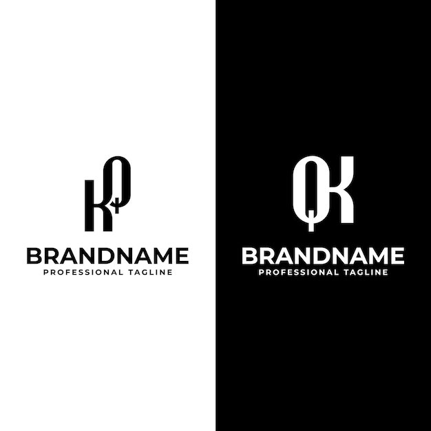 Las letras KQ y el logotipo del monograma QK son adecuados para cualquier negocio con las iniciales QK o KQ