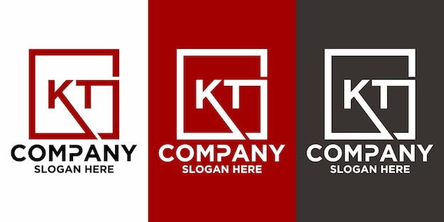 Letras KT con plantilla de vector de diseño cuadrado