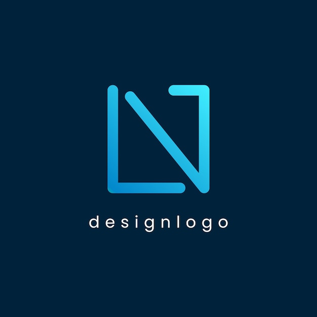 Las letras L y N del logotipo moderno con gradación azul