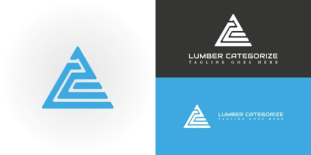 Letras LC o CL diseño de logotipo único con icono de negocio inmobiliario de formación de pasos en color azul