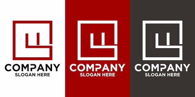 Letras LI con plantilla de vector de diseño cuadrado