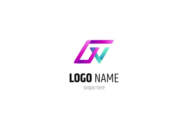 Letras del logotipo gv g y v con un concepto de diseño simple en colores degradados púrpura y verde