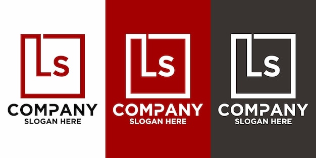 Letras LS con plantilla de vector de diseño cuadrado