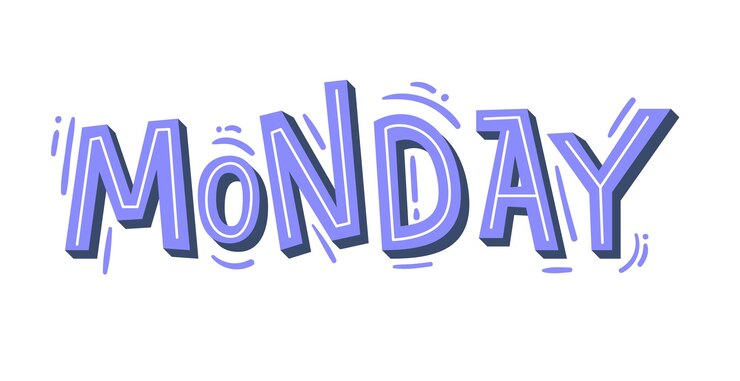 Vector letras de lunes texto escrito a mano moderno pegatina para planificador texto de lunes brillante días de la semana concepto de planificación ilustración vectorial