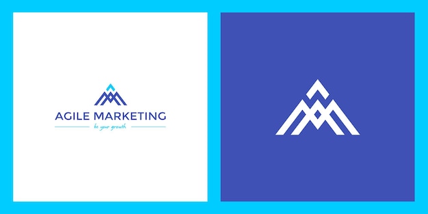 Letras A y M con diseño de logo de montaña.