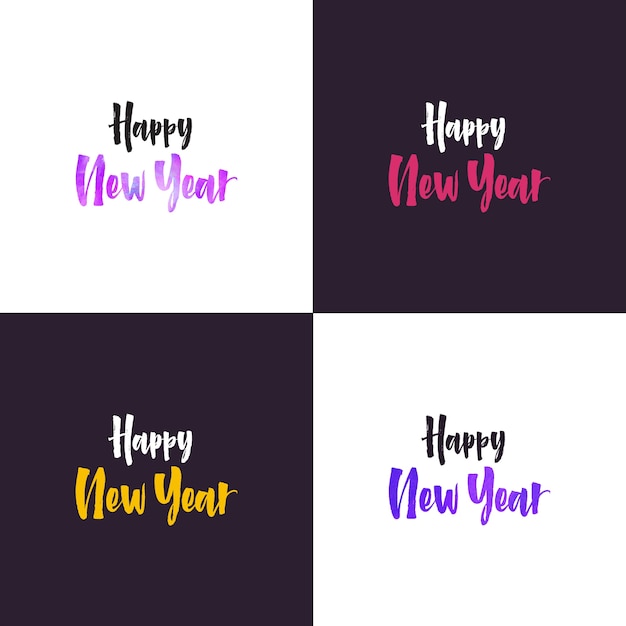 Vector letras de la mano de feliz año nuevo