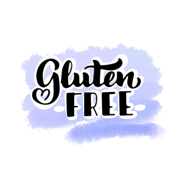 Letras de mano libre de gluten en garabato de fondo acuarela