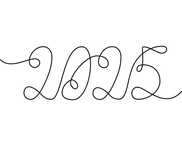 letras a mano con línea continua fecha de año nuevo idea de diseño de felicitación de Navidad o año nuevo
