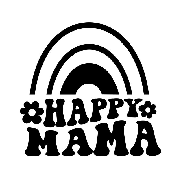 Vector letras de mano mamá mamá maravillosa retro boho madre cita tipografía esposa niña texto ondulado cara sonriente