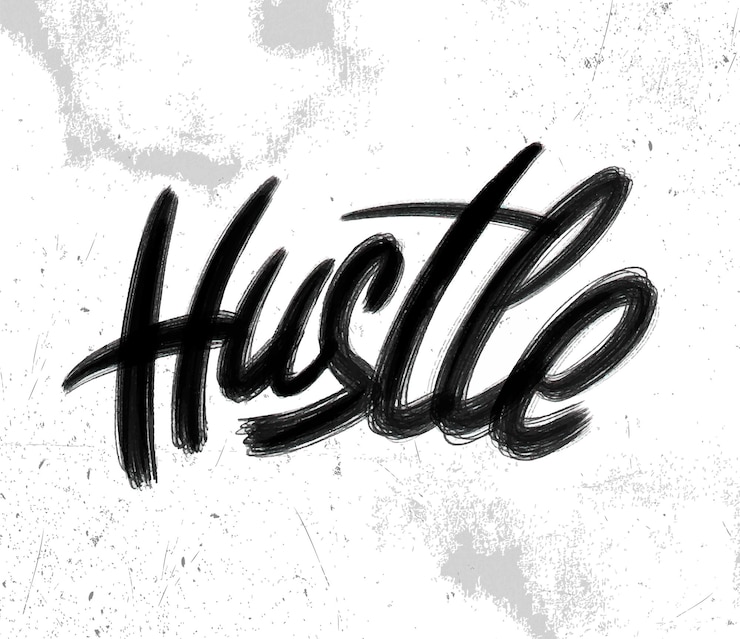 Vector letras a mano de tinta hustle caligrafía de pincel moderna frase manuscrita tipografía de diseño gráfico de inspiración