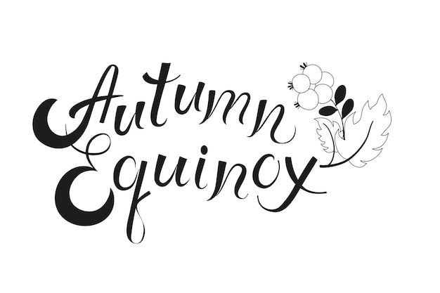Vector letras manuscritas del equinoccio de otoño frase caligráfica dibujada en tinta inscripción inspiradora