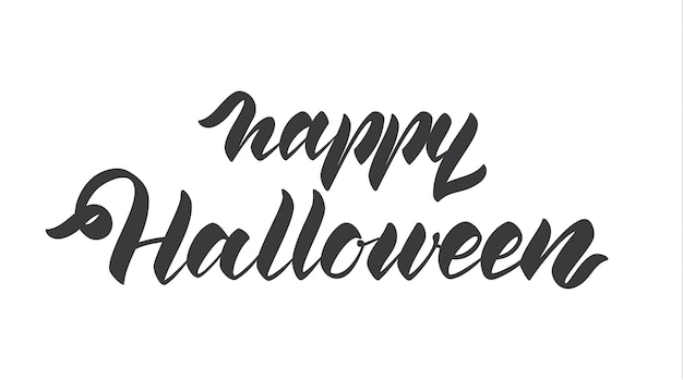 Vector letras manuscritas de feliz halloween aislado sobre fondo blanco.