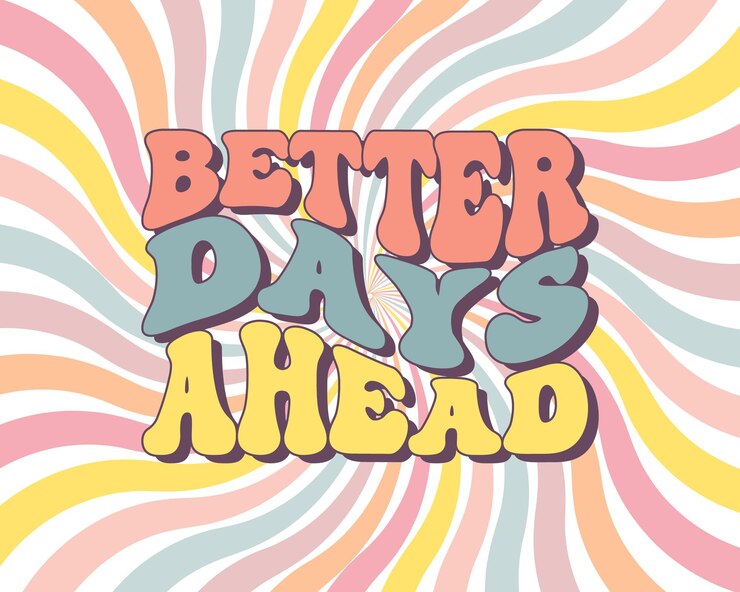 Vector letras maravillosas mejores días por delante eslogan retro sobre un fondo de arco iris diseño de impresión maravilloso de moda