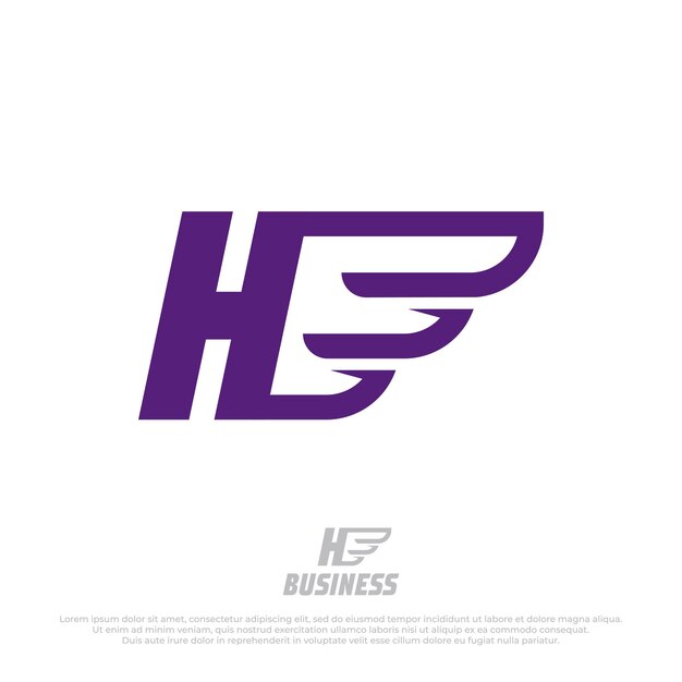 Letras mayúsculas H con elemento de diseño de ilustración de alas rápidas Plantilla de logotipo de ala de avión