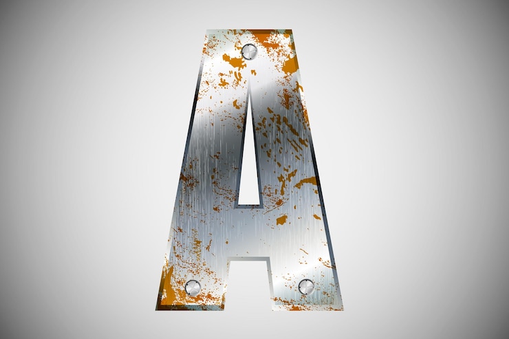 Vector letras de metal del alfabeto. ilustración