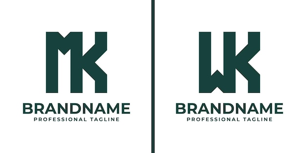 Las letras MK y el monograma WK Logotipo adecuado para cualquier negocio con las iniciales MK KM WK kW