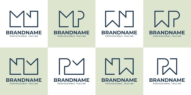 Las letras MN NM MP PM WN NW WP PW Monograma Logotipo