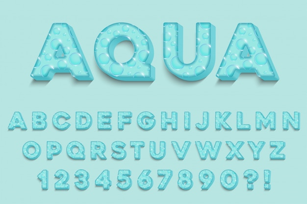 Letras modernas del alfabeto aqua 3D