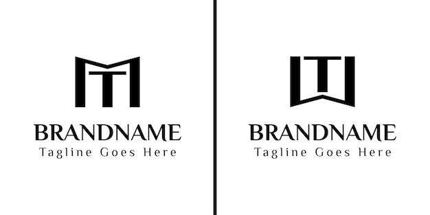 Letras MT y WT Monograma Logotipo para negocios con las iniciales MT TM WT TW