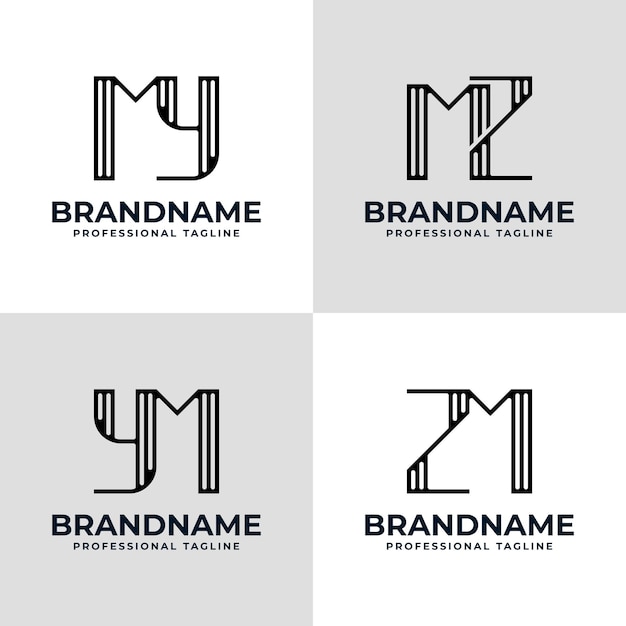 Letras MY YM MZ ZM Logotipo a rayas adecuado para cualquier negocio con las iniciales MYYM MZZM