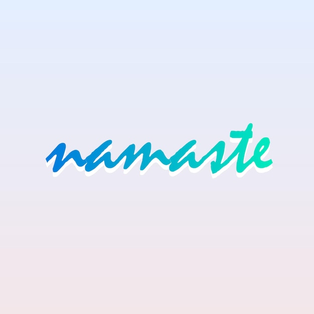 Las letras de Namaste en colores verdes calmantes