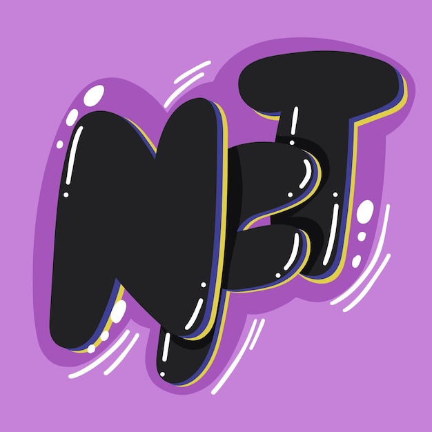 Letras NFT en estilo grafitti Activo gráfico criptográfico Graffiti callejero urbano Ilustración vectorial