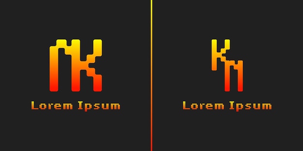 Las letras NK y el logotipo del monograma de píxeles KN son adecuados para cualquier negocio con las iniciales NK o KN