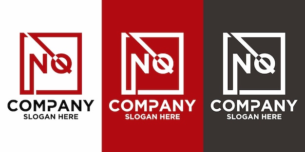 Letras NQ con plantilla de vector de diseño cuadrado