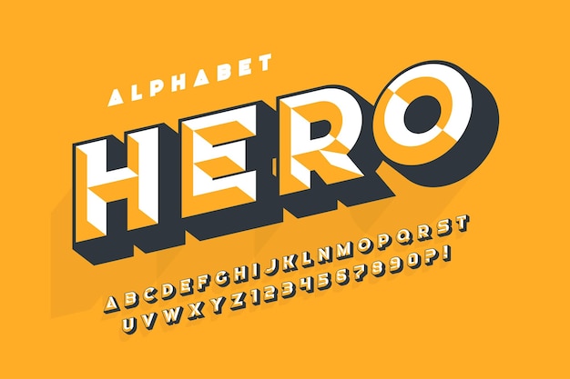 Letras y números de estilo de alfabeto de cincel de diseño de fuente de pantalla original